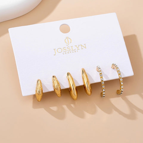 Tapered Rhinestone Huggie Hoop Trio