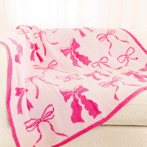 Wrapped in Bows Pink Cozy Blanket
