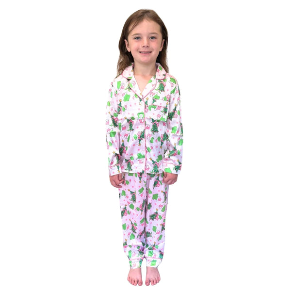 Kids Pink Christmas Merry Mischief Pajama Set
