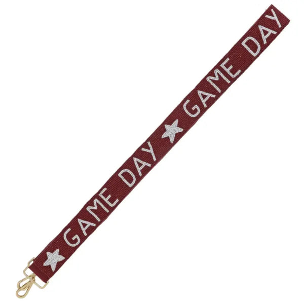 Maroon & White Game Day Beaded Purse Strap