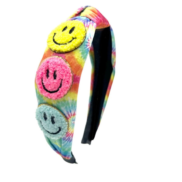 Varsity Tie Dye Smiley Knot Headband