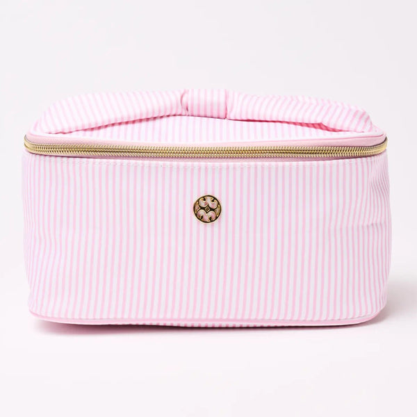 Pink Stripe Kiss & Makeup Cosmetic Bag