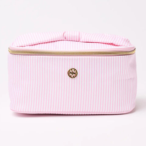 Pink Stripe Kiss & Makeup Cosmetic Bag