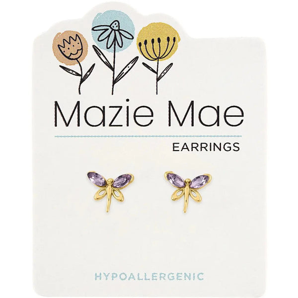 Hypoallergenic Gold Violet Dragonfly