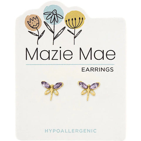 Hypoallergenic Gold Violet Dragonfly