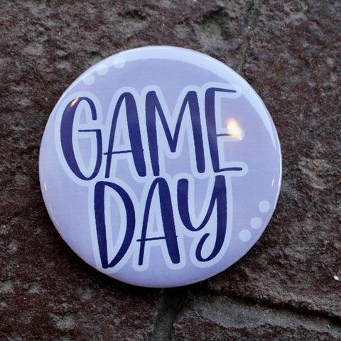 Game Day 3" Button: Purple & White