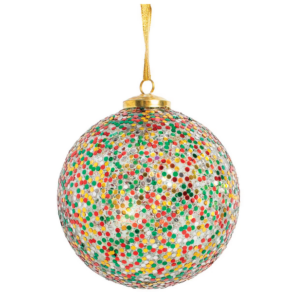5" Glisten Ball Ornament: Red,Green and Gold