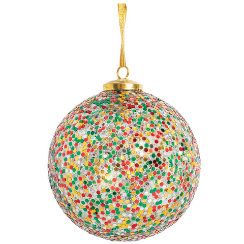 5" Glisten Ball Ornament: Red,Green and Gold