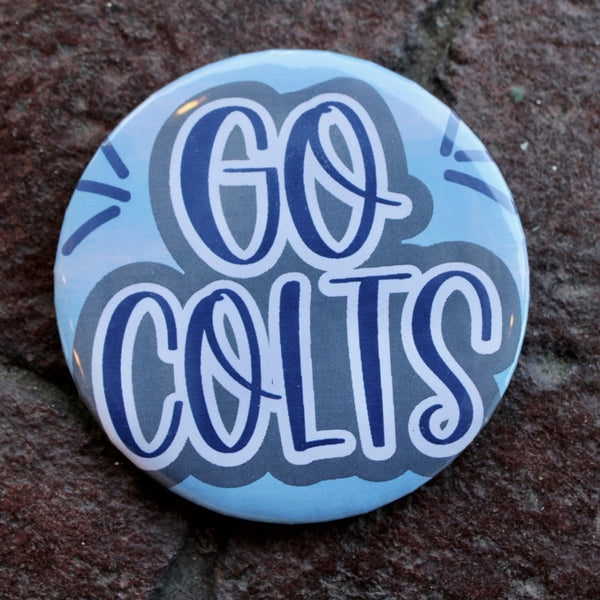 Go Colts 3" Button: Blue & White