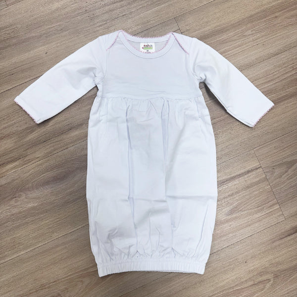 Pink Picot Trim Newborn Gown