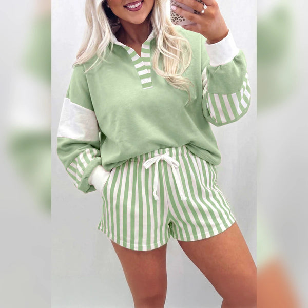 Green Stripe Color Block Set