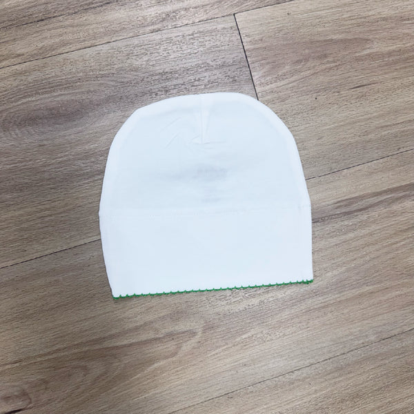 Green Picot Trim Newborn Hat