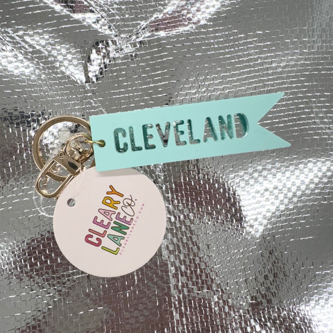 Cleveland Spearmint Banner Acrylic Keychain