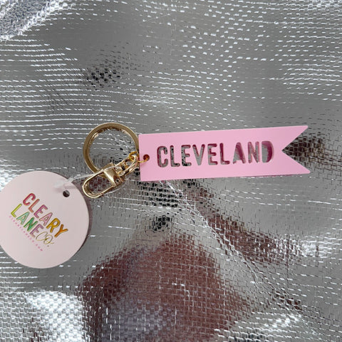 Cleveland Blush Banner Acrylic Keychain