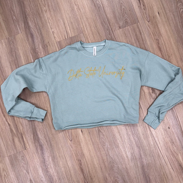 DSU Metallic Script Cropped Sweatshirt