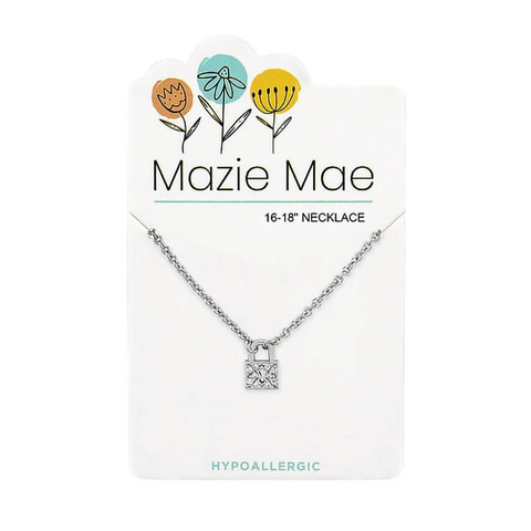 Silver CZ Padlock Necklace
