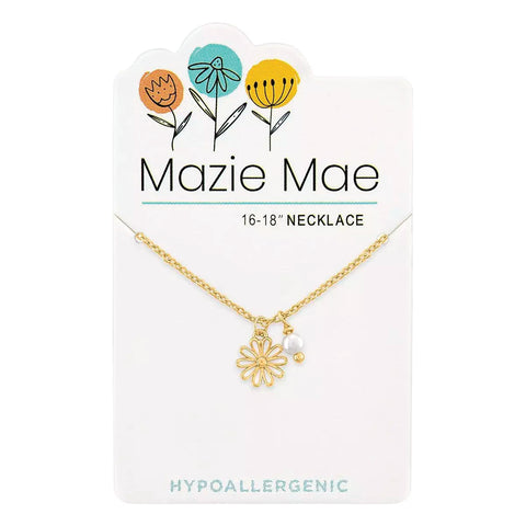 Gold Pearl Daisy Necklace