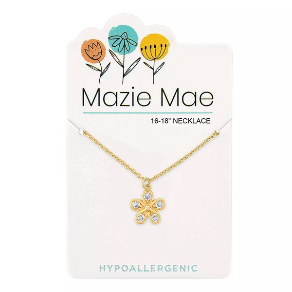 Gold CZ Flower Necklace