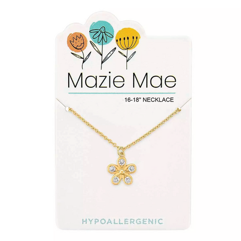Gold CZ Flower Necklace