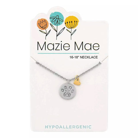 Silver CZ Paw Print Heart Necklace