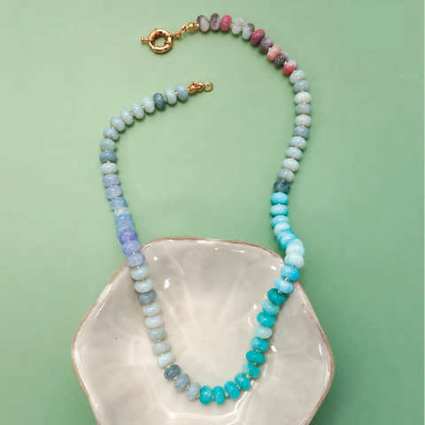 Natural Stone Semi-Precious Glass Mixed Necklace