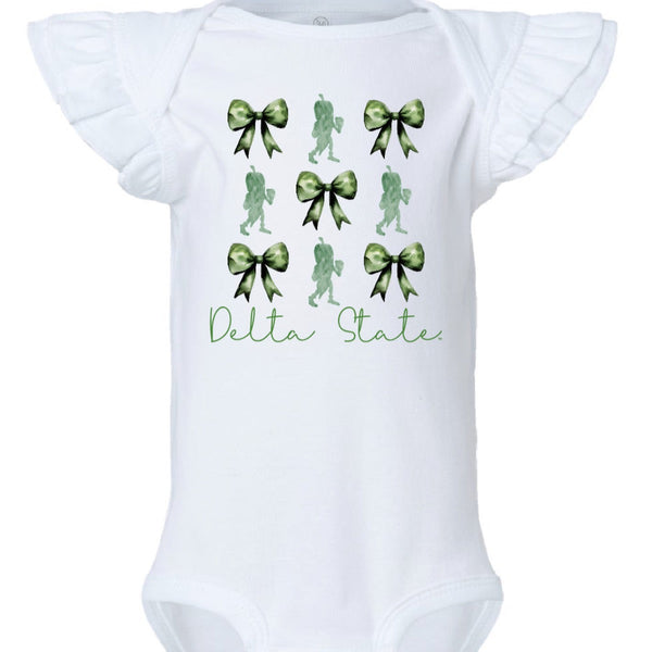 Infant Okra Coquete Ruffle Onesie