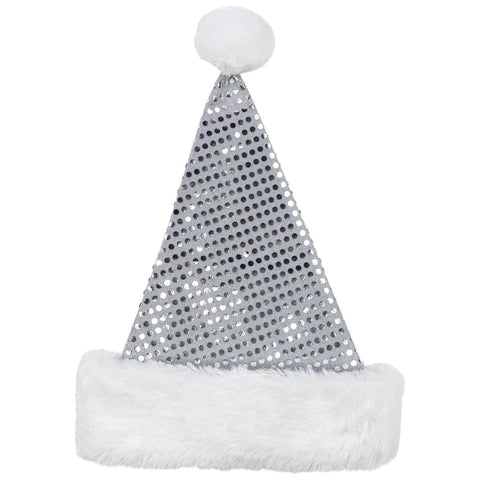 Silver Sequin Santa Hat