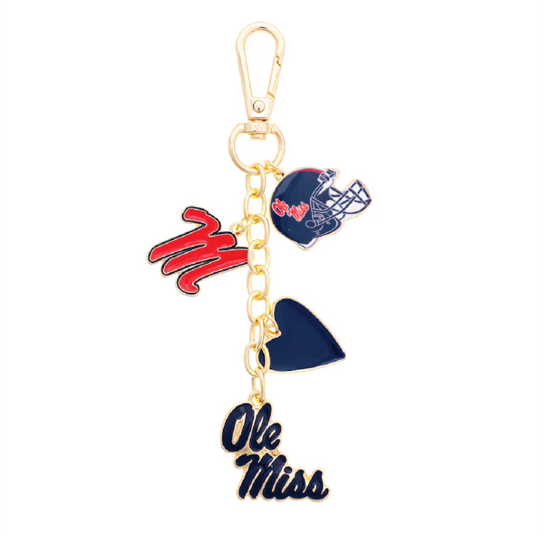Ole Miss Rebels Heart Cluster Bag Charm