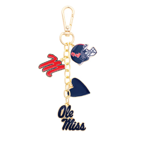 Ole Miss Rebels Heart Cluster Bag Charm