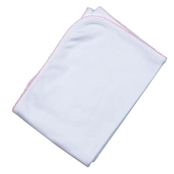 Pink Picot Trim Receiving Blanket