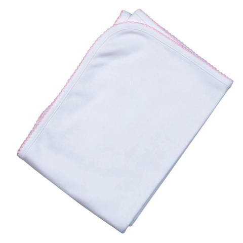 Pink Picot Trim Receiving Blanket