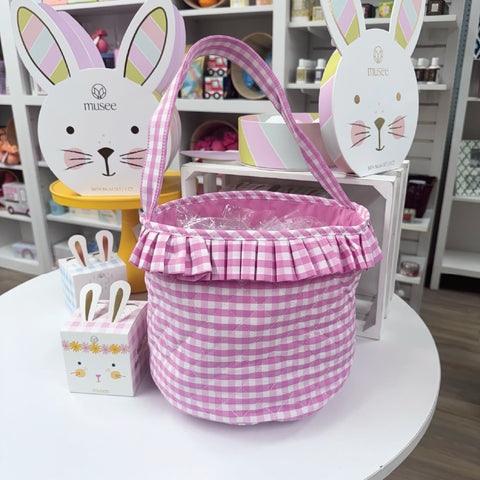 Pink Gingham Easter Basket Tote