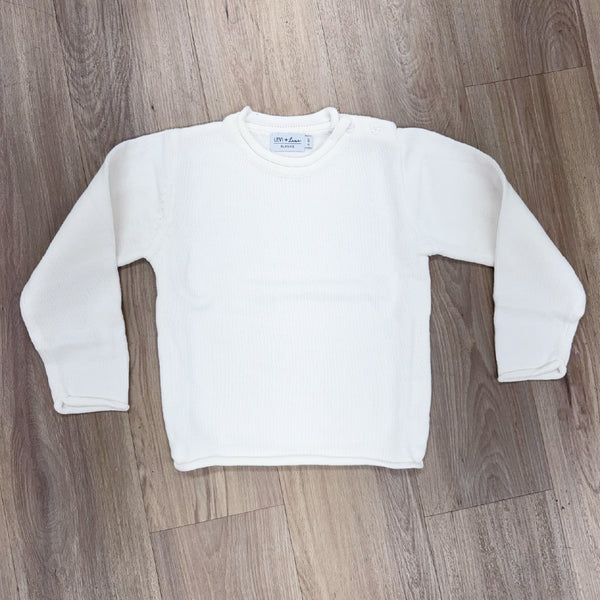 Toddler Roll Neck Knit Sweater - White
