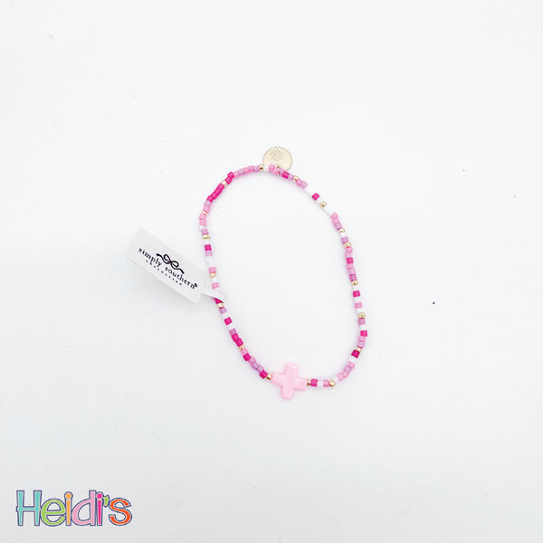 Simply Southern Beaded Bracelet: Pink Cross