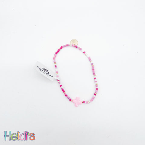 Simply Southern Beaded Bracelet: Pink Cross