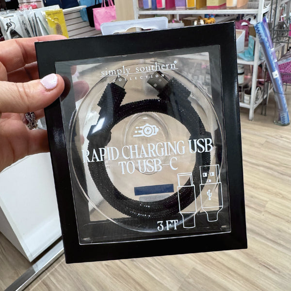 Simply Southern® Lighting to USB C: Sparkle Black