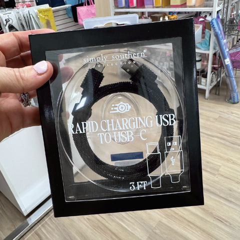 Simply Southern® Lighting to USB C: Sparkle Black