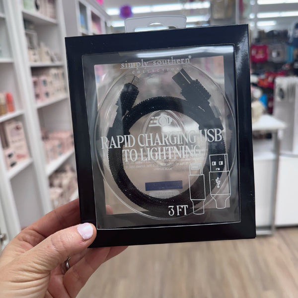 Simply Souther® Tech Cable USB-Lightning: Black Glitter