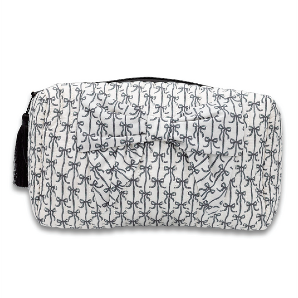 Simply Southern® Quilted Bow Cosmo Bag: Black Bow