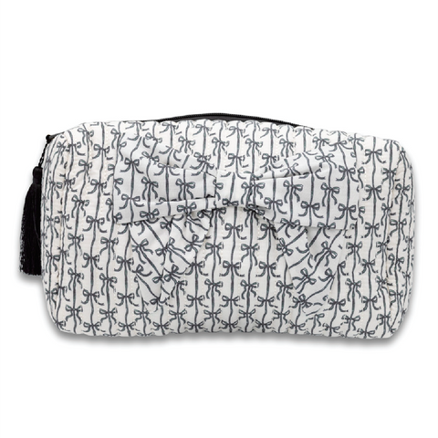 Simply Southern® Quilted Bow Cosmo Bag: Black Bow