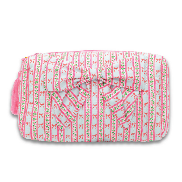 Simply Southern® Quilted Bow Cosmo Bag: Stripe Bow