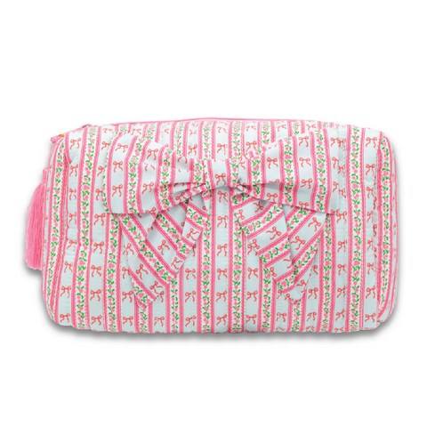 Simply Southern® Quilted Bow Cosmo Bag: Stripe Bow