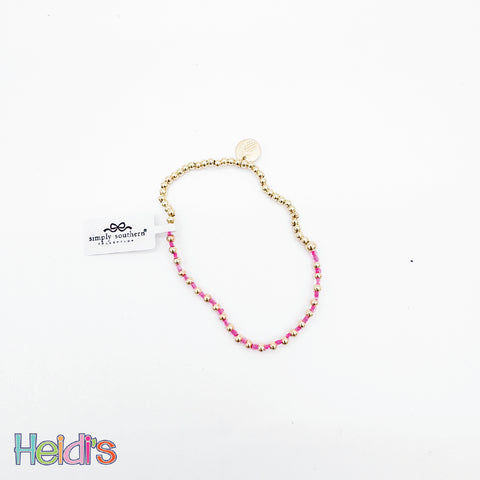 Simply Southern Beaded Bracelet: Pink and Gold