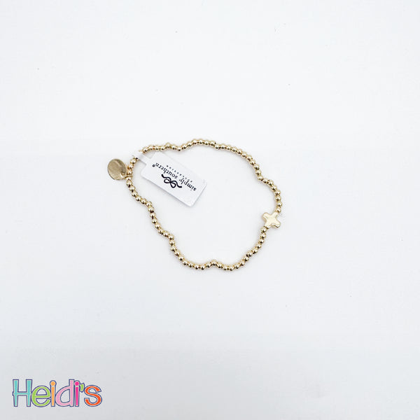 Simply Southern Beaded Bracelet: Gold Cross