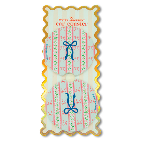 Simply Southern® Car Coasters Set: Stripe Bow