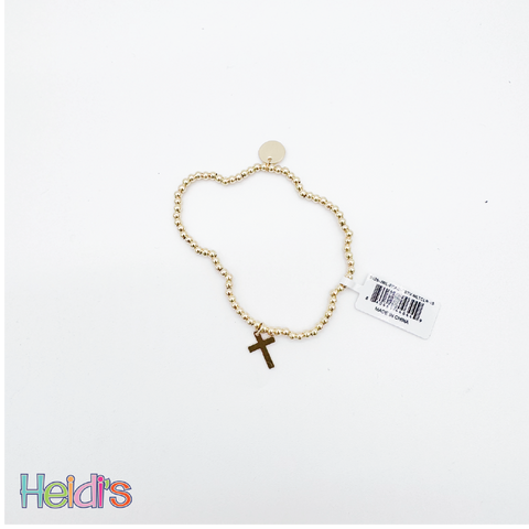 Simply Southern Beaded Bracelet: Gold Cross