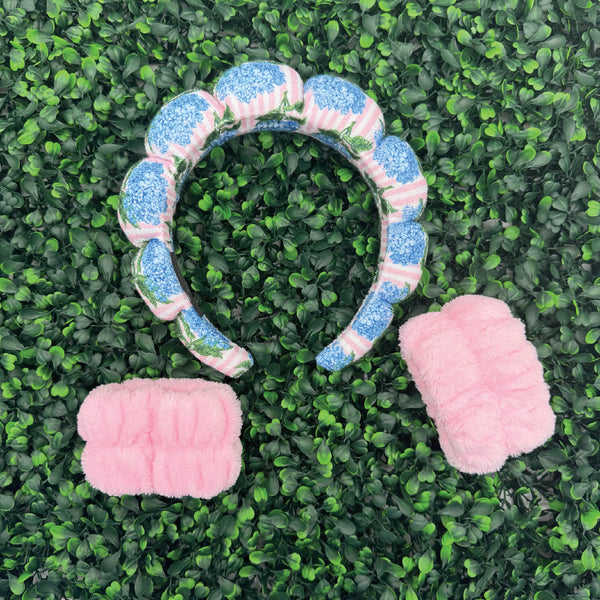 Headband and Wristband Set: Pink Hydrangea