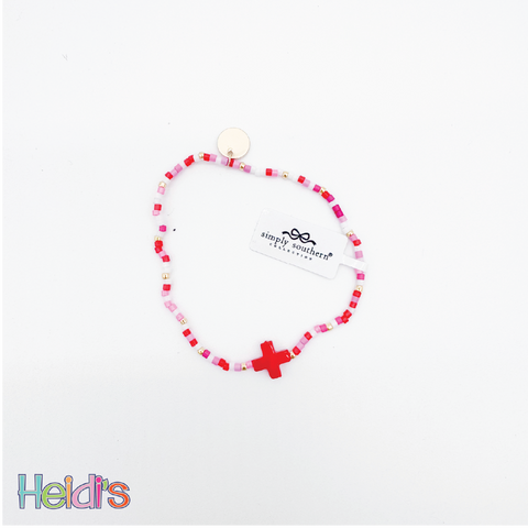 Simply Southern Beaded Bracelet: Red Cross