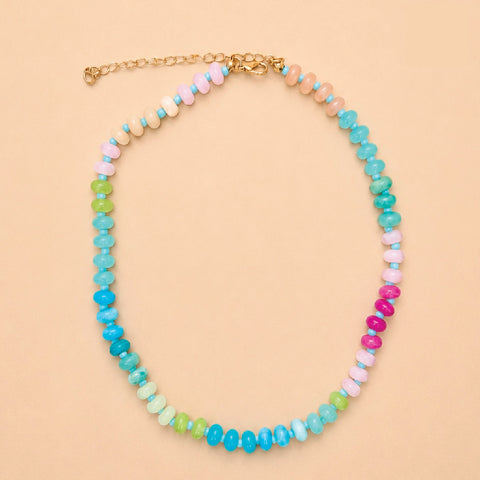 Natural Stone Semi-Precious Colorful Glass Mixed Necklace