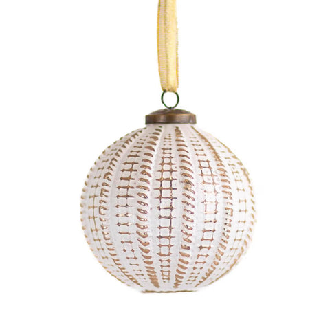 Tivoli White and Gold Glass Ornament - Heidisonline